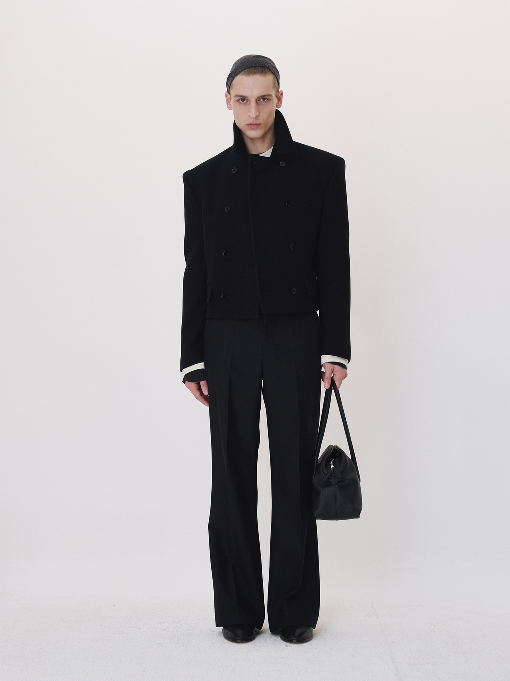 Signature Wool Blend Flared Pants (Black)