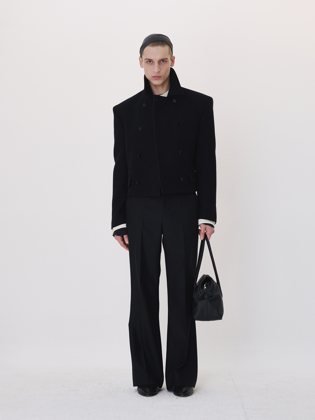Signature Wool Blend Flared Pants (Black)