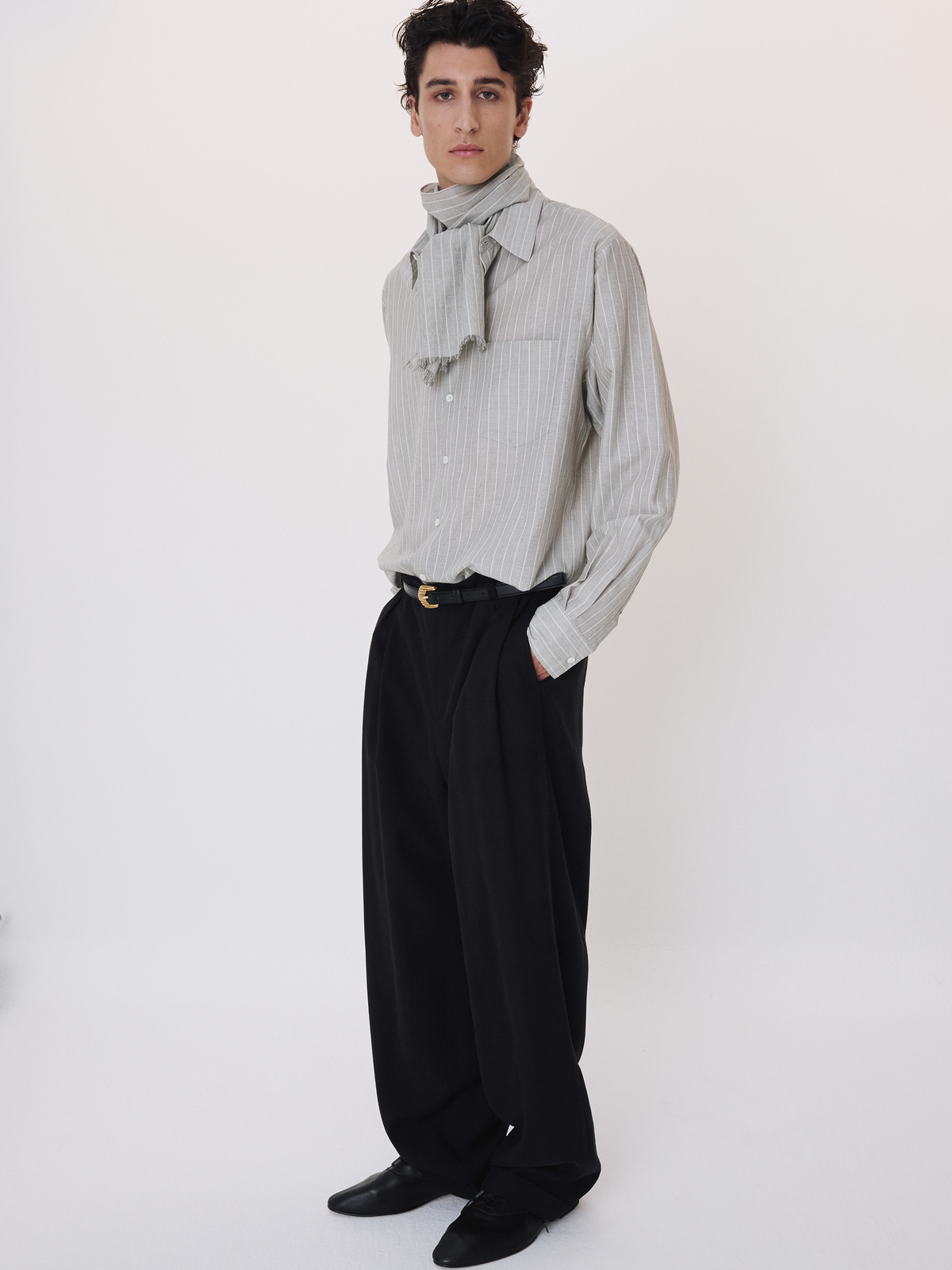 Cassel Stripe Shirt (Stone Grey)