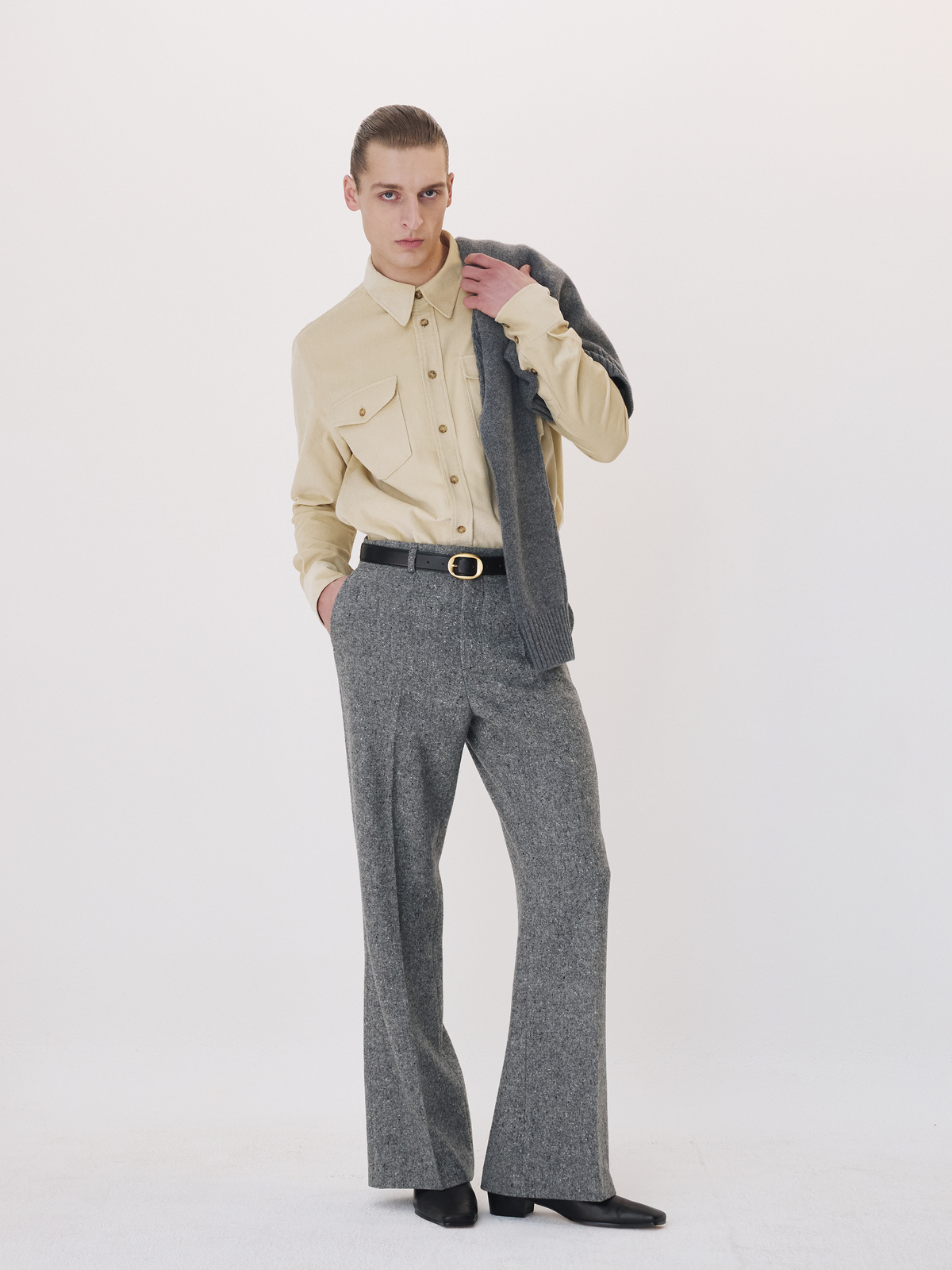 Corduroy Pocket Shirt (Light Beige)