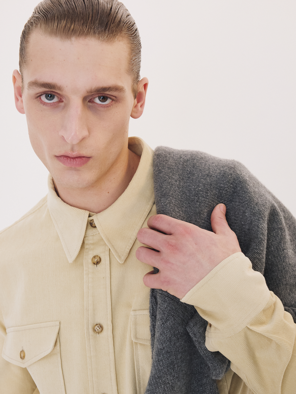 Corduroy Pocket Shirt (Light Beige)