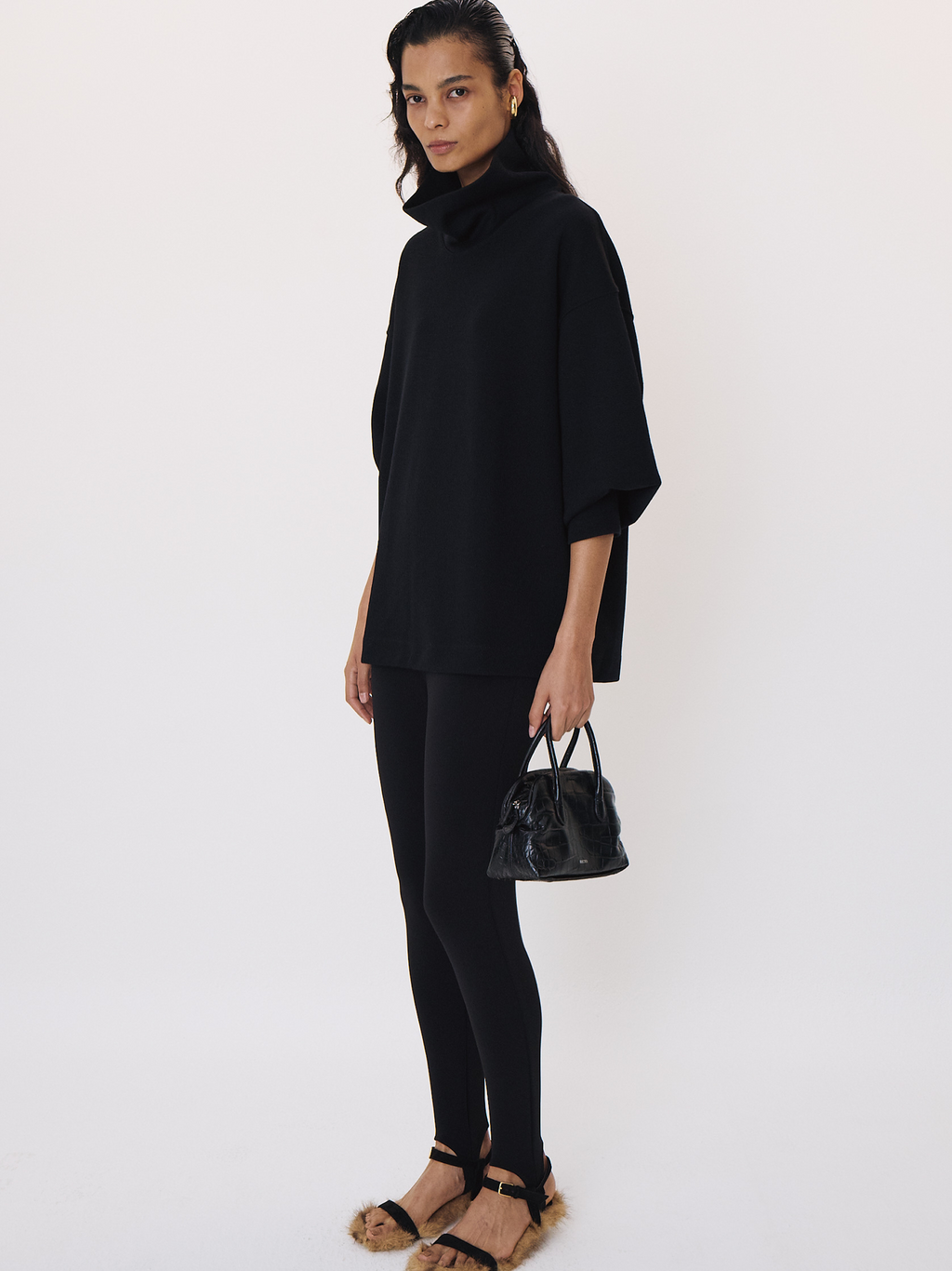 High Waist Stirrup Leggings (Black)