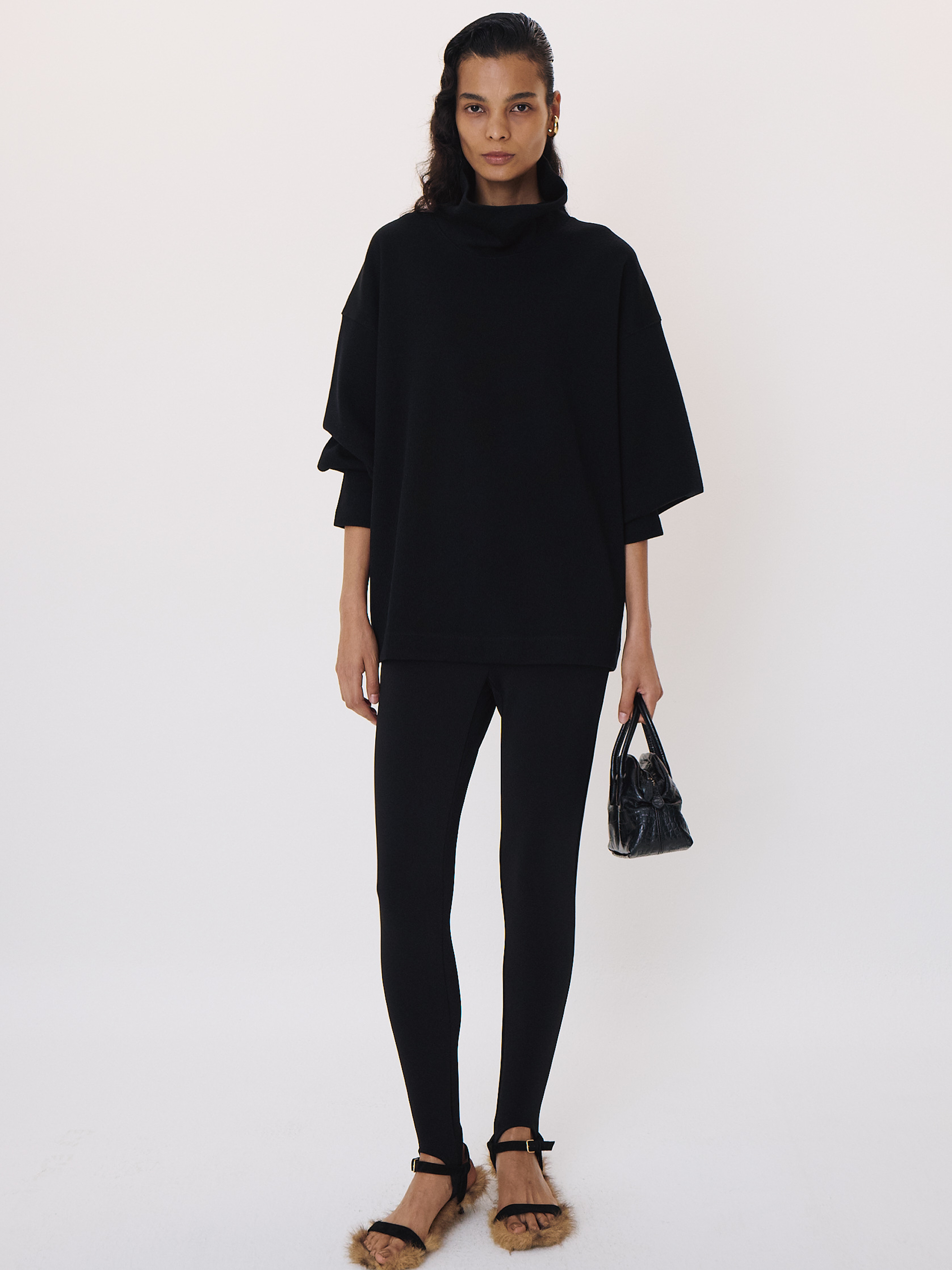 High Waist Stirrup Leggings (Black)