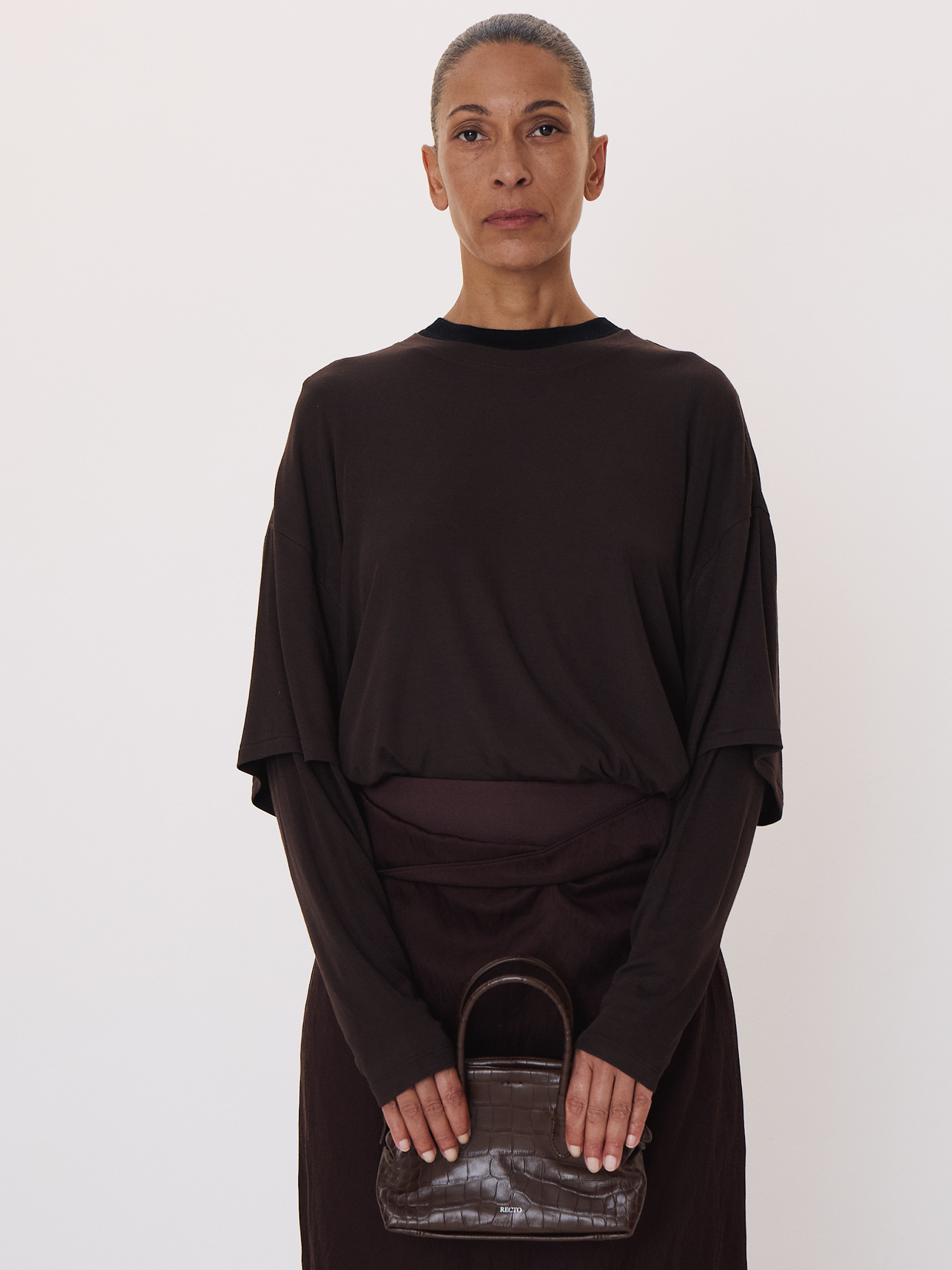 Layered Sleeve Top (Dark Chocolate)