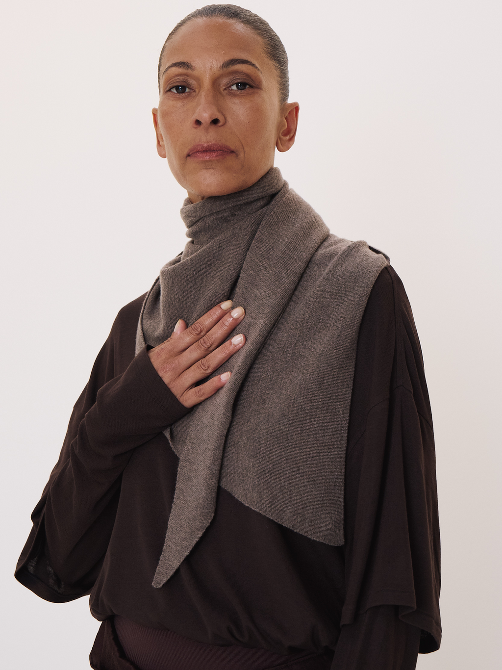 Wool Triangle Scarf (Taupe Brown)