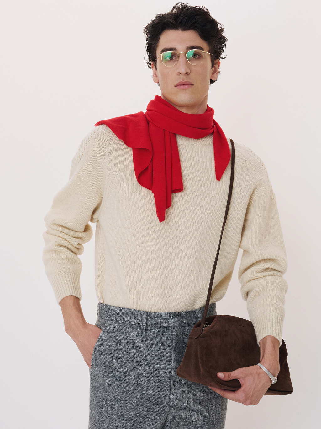 Wool Triangle Scarf (Red)