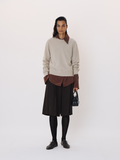 Shirt Cuffs Detail Knit Top (Light Taupe)