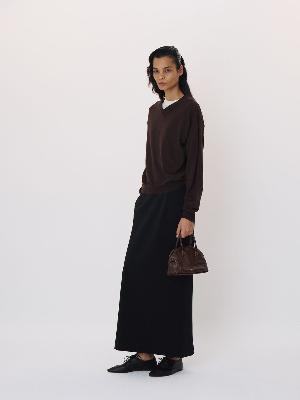 Detachable Collar Knit Top (Brown)