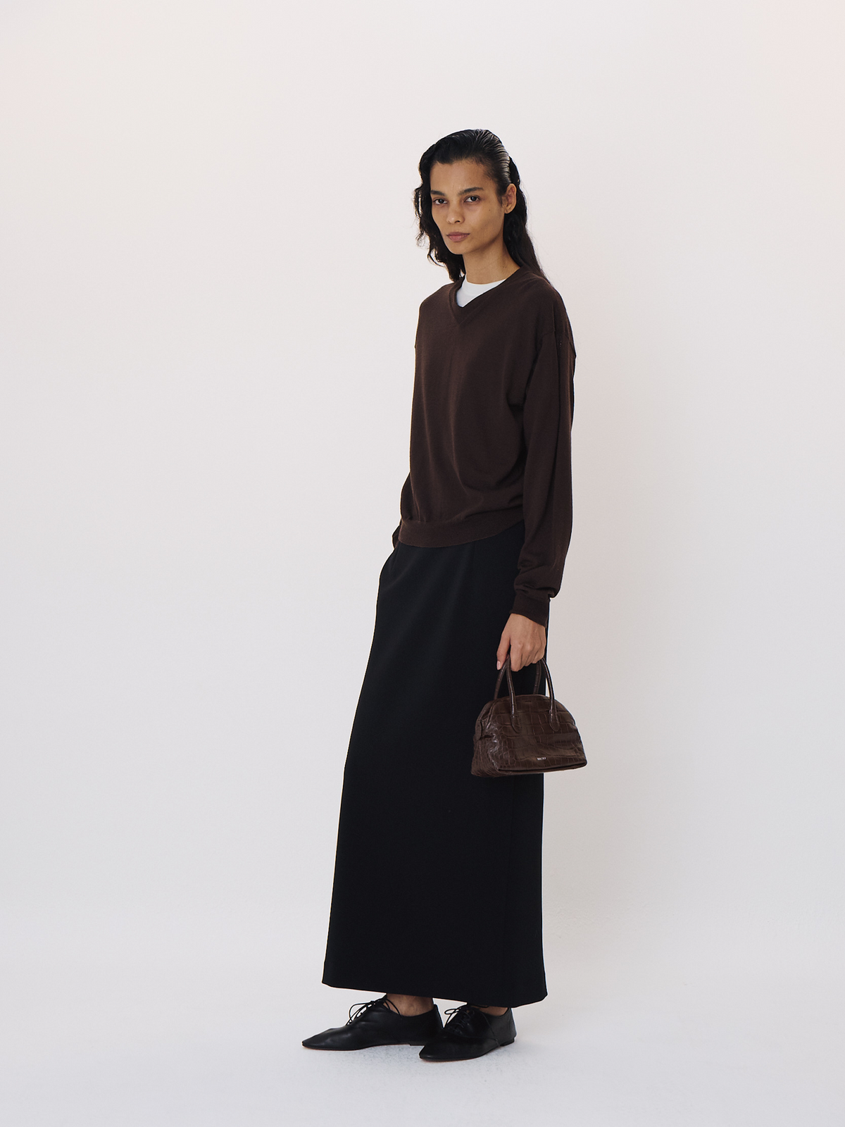 Detachable Collar Knit Top (Brown)