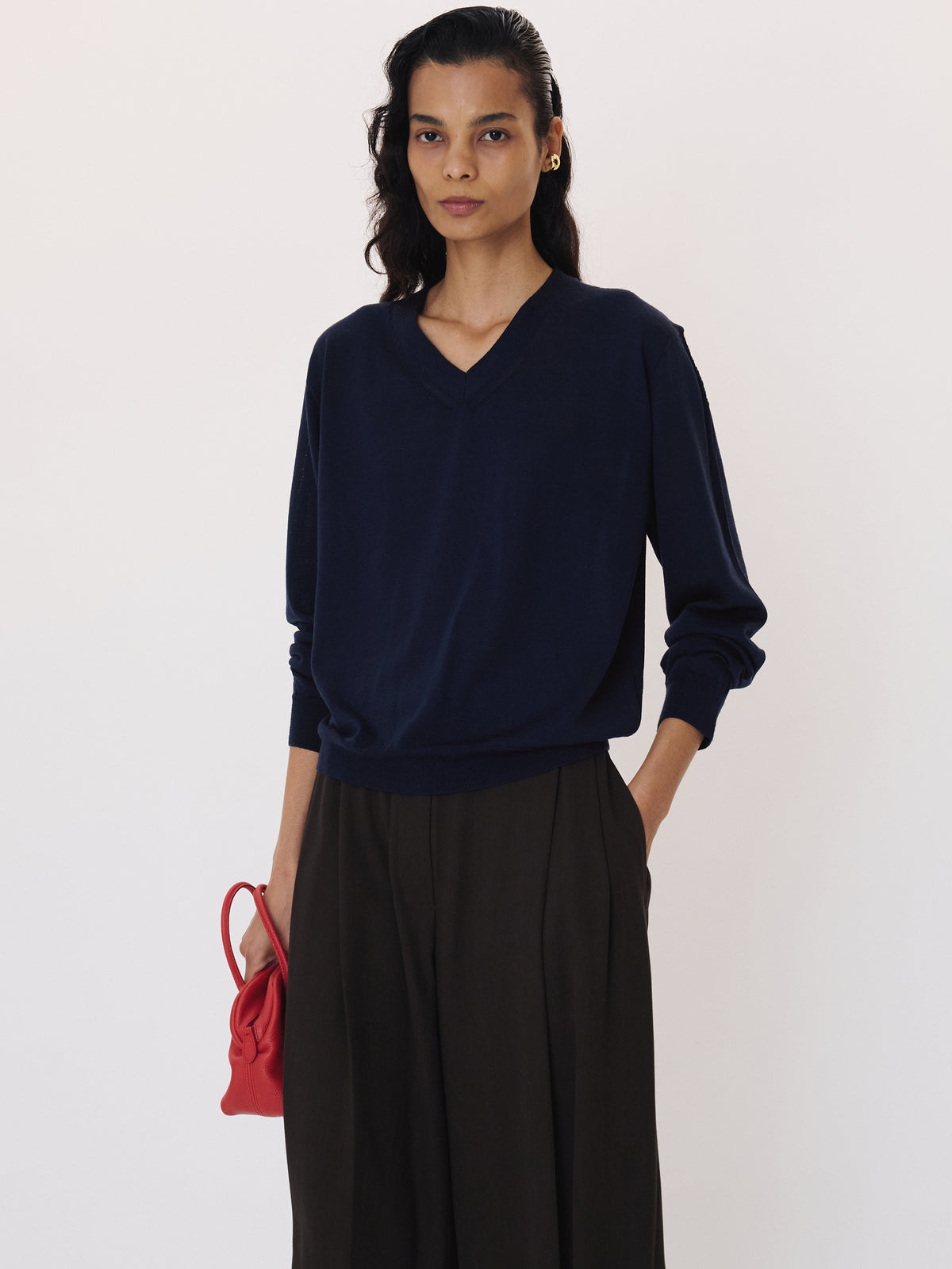 Detachable Collar Knit Top (Ink Navy)
