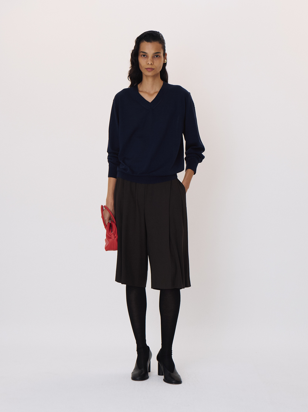 Detachable Collar Knit Top (Ink Navy)