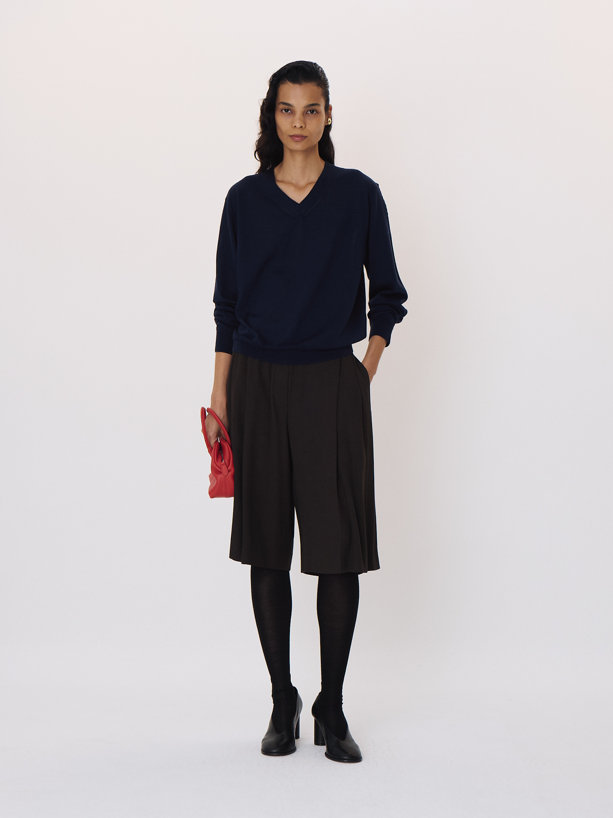 Detachable Collar Knit Top (Ink Navy)