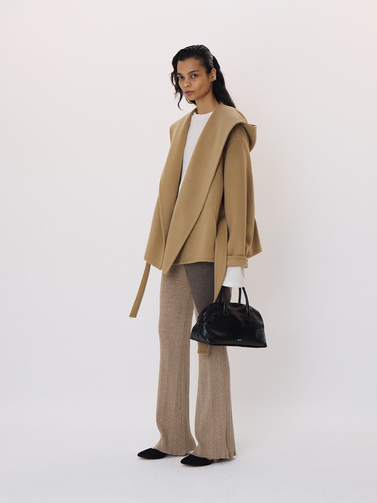 Handmade Hood Belted Coat (Beige)