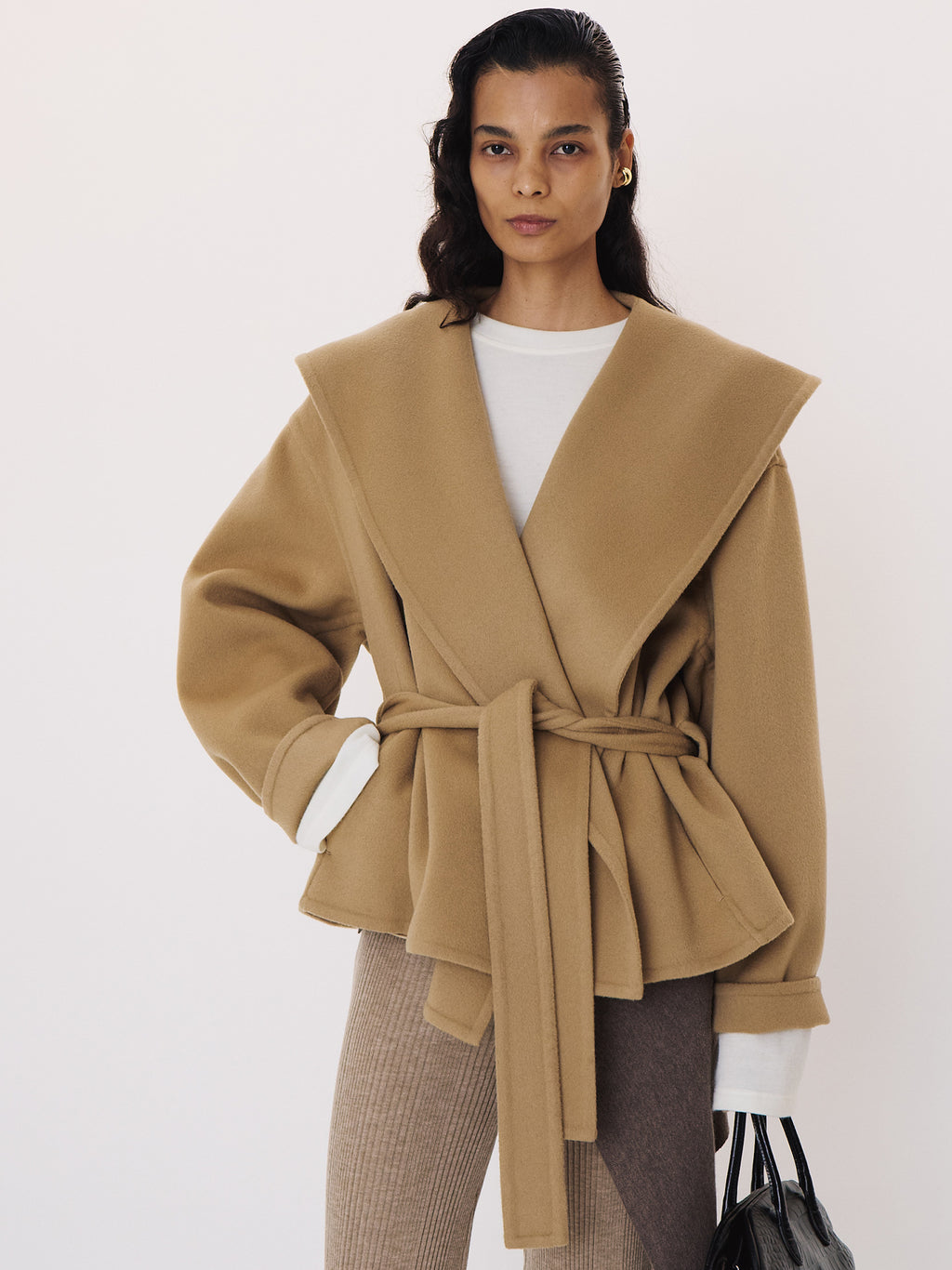 Handmade Hood Belted Coat (Beige)