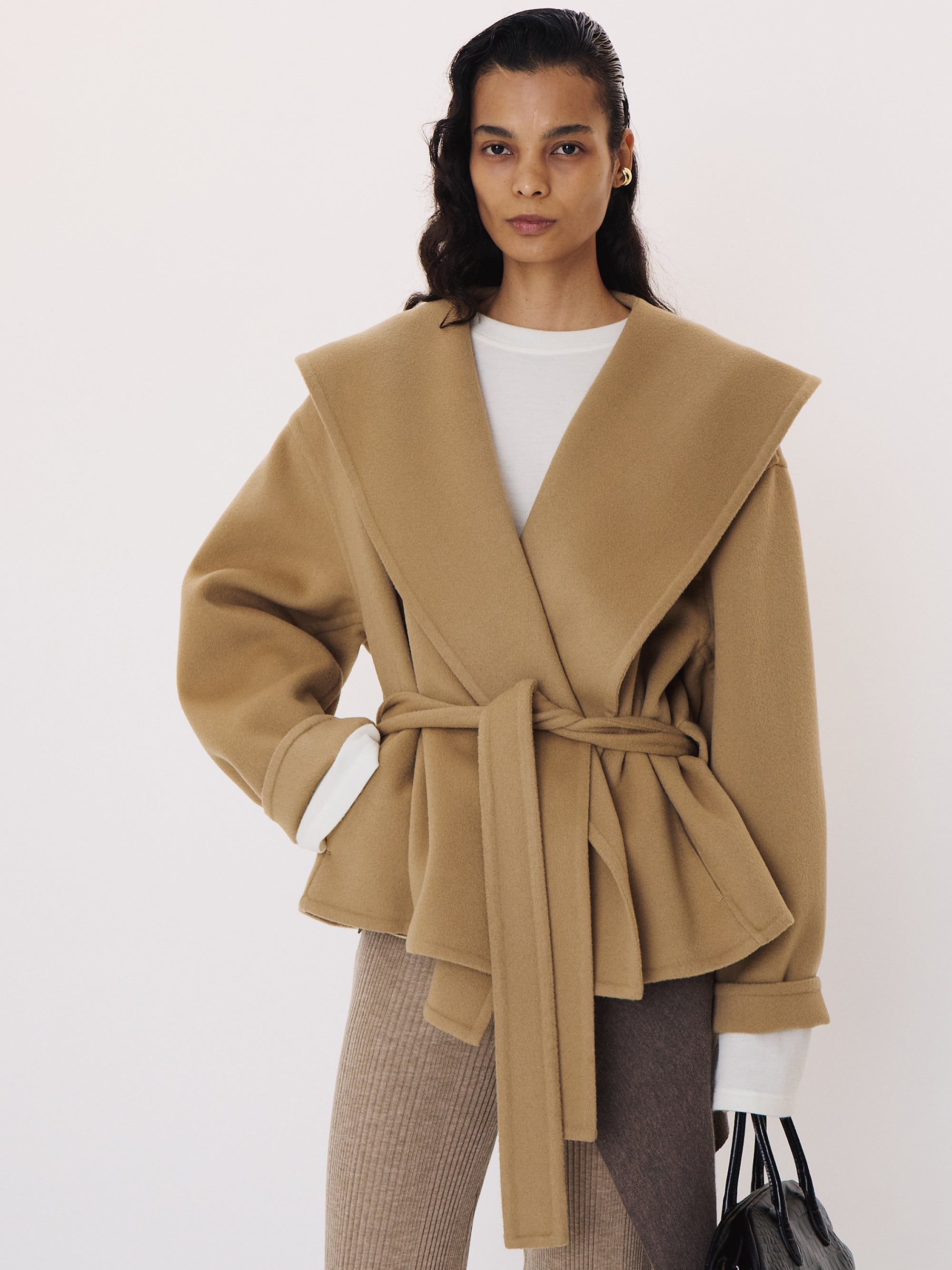 Handmade Hood Belted Coat (Beige)