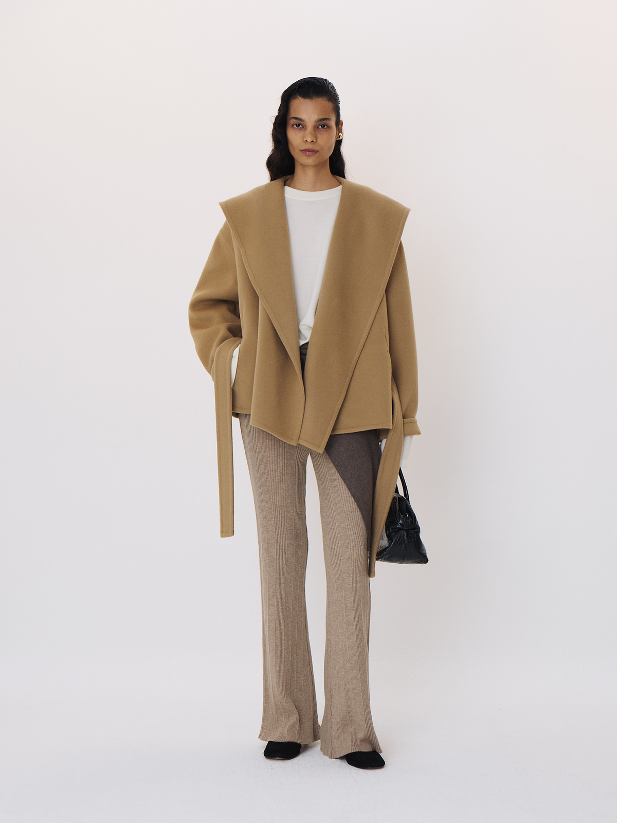 Handmade Hood Belted Coat (Beige)