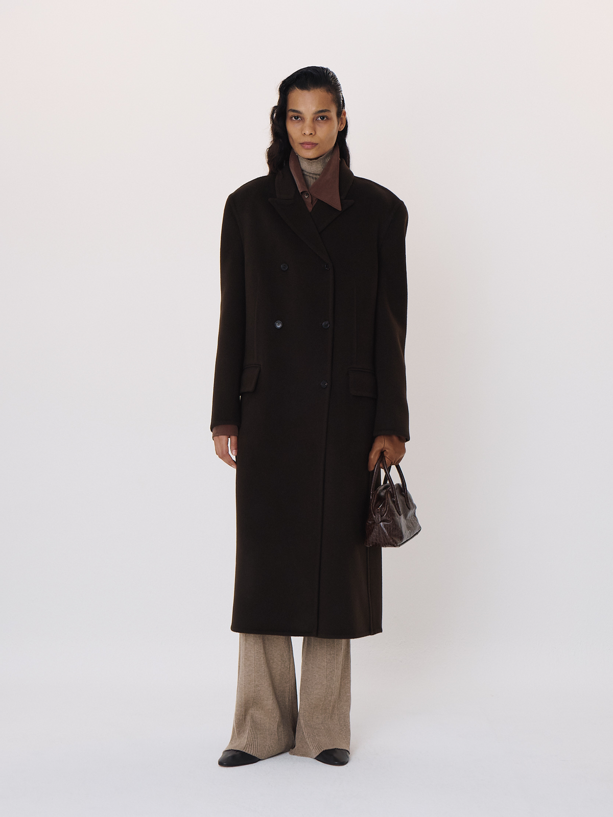 Double Breasted Handmade Coat (Dark Chocolate)