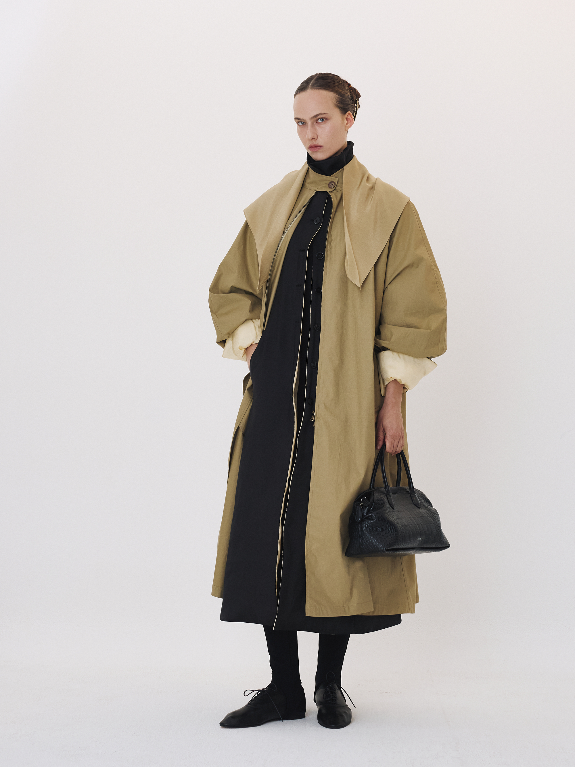 Detachable Scarf Trench Coat (Khaki Beige)