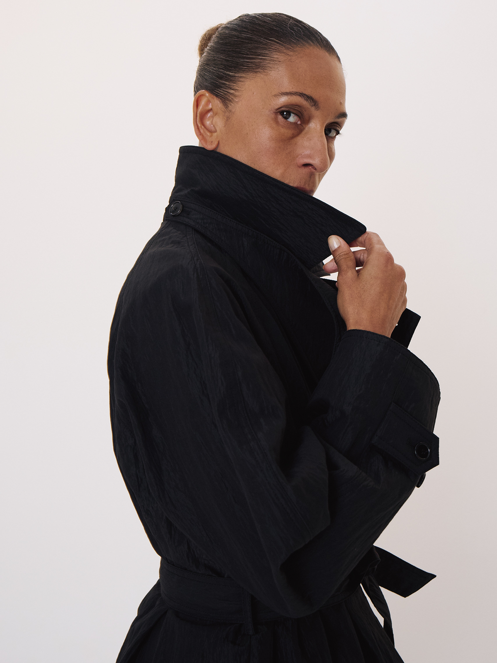 Raglan Sleeve Trench Jacket (Black)
