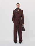 Draped Detail Check Jacket (Vintage Brown)