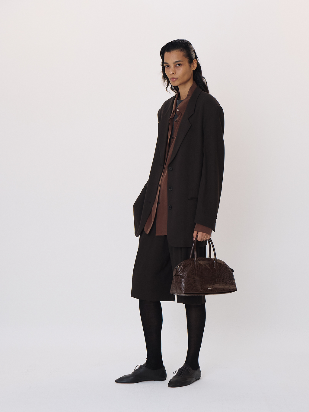 Oversized Single Suit Jacket (Khaki Brown)