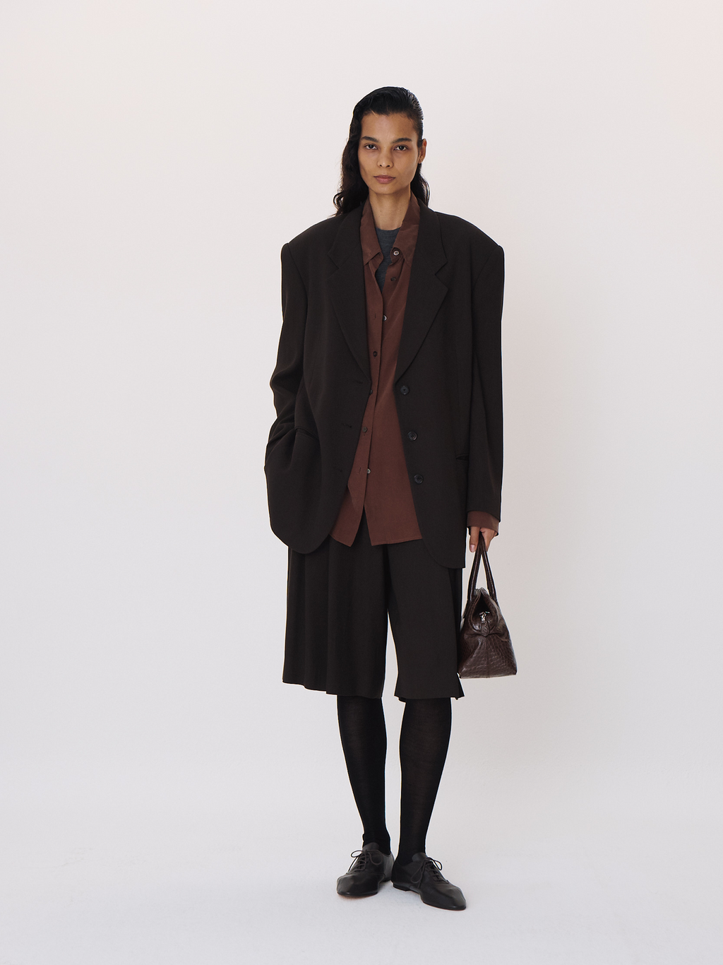 Oversized Single Suit Jacket (Khaki Brown)