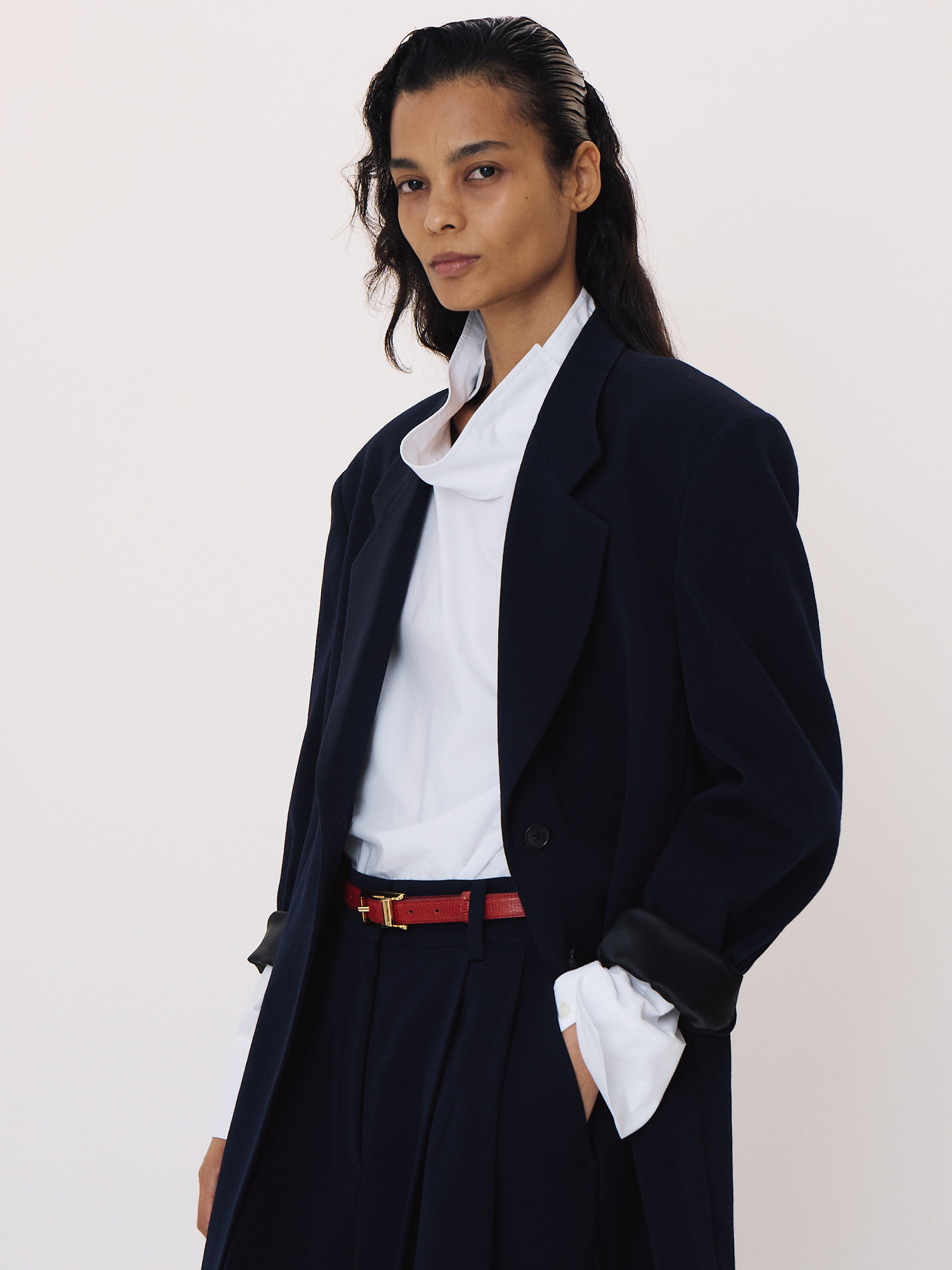 Oversized Single Suit Jacket (Dark Navy)
