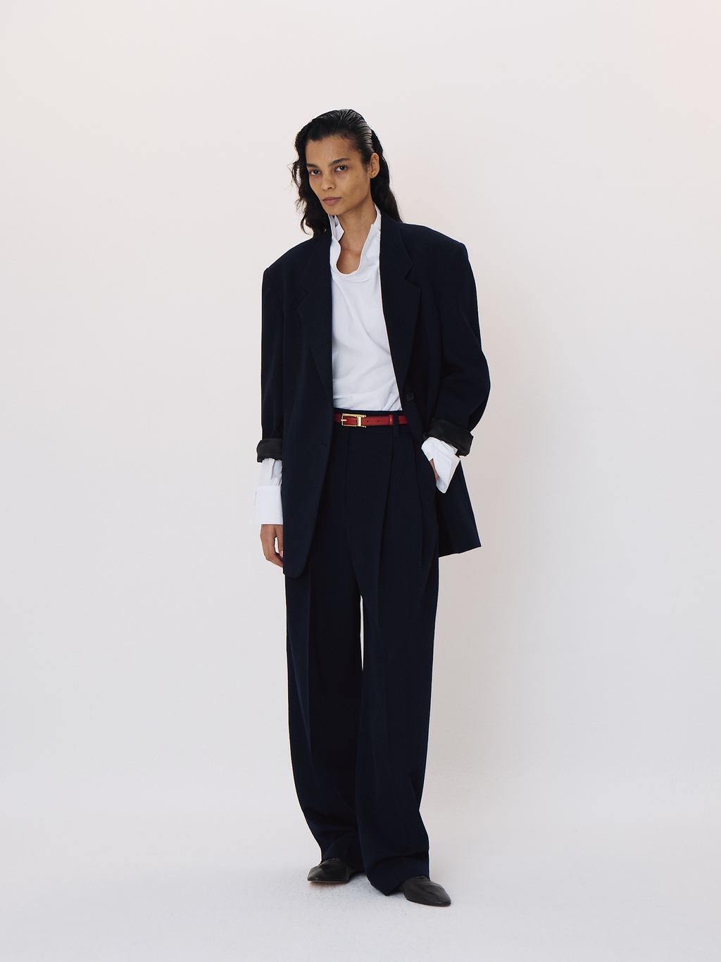 Oversized Single Suit Jacket (Dark Navy)
