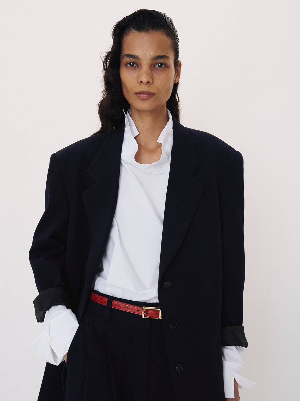 Oversized Single Suit Jacket (Dark Navy)