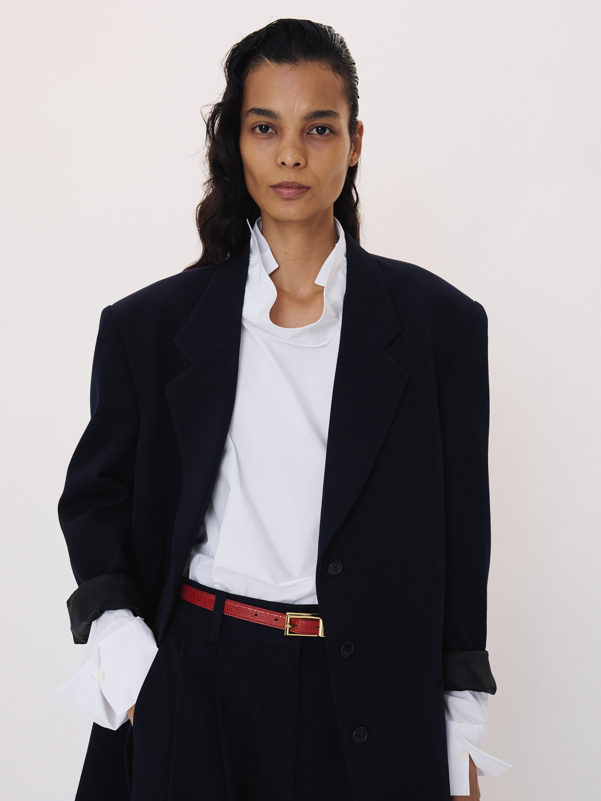 Oversized Single Suit Jacket (Dark Navy)