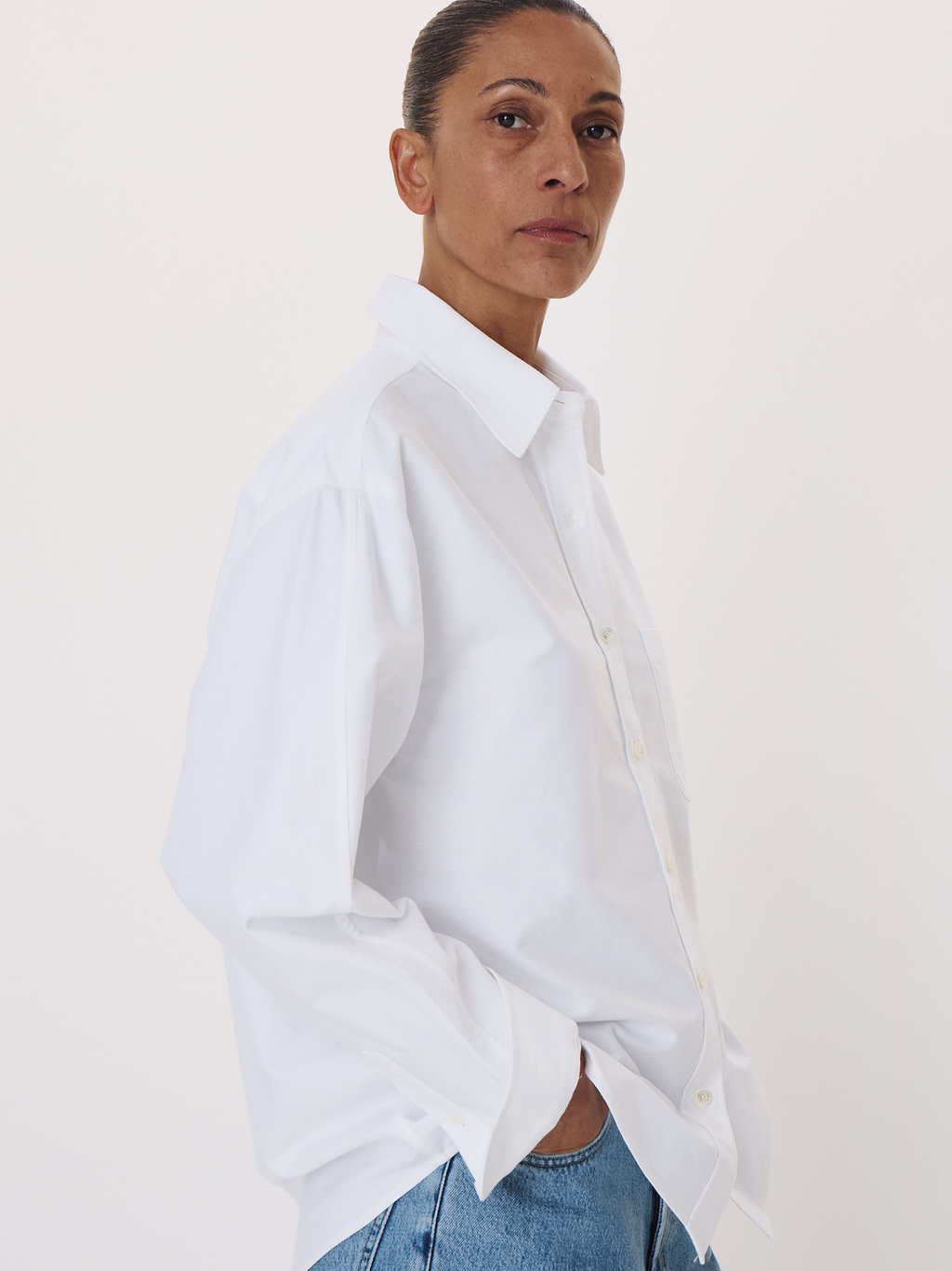 Volume Sleeve Oxford Shirt (Off White)