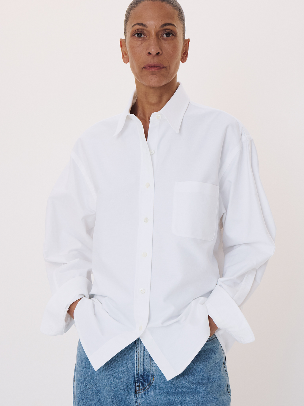 Volume Sleeve Oxford Shirt (Off White)