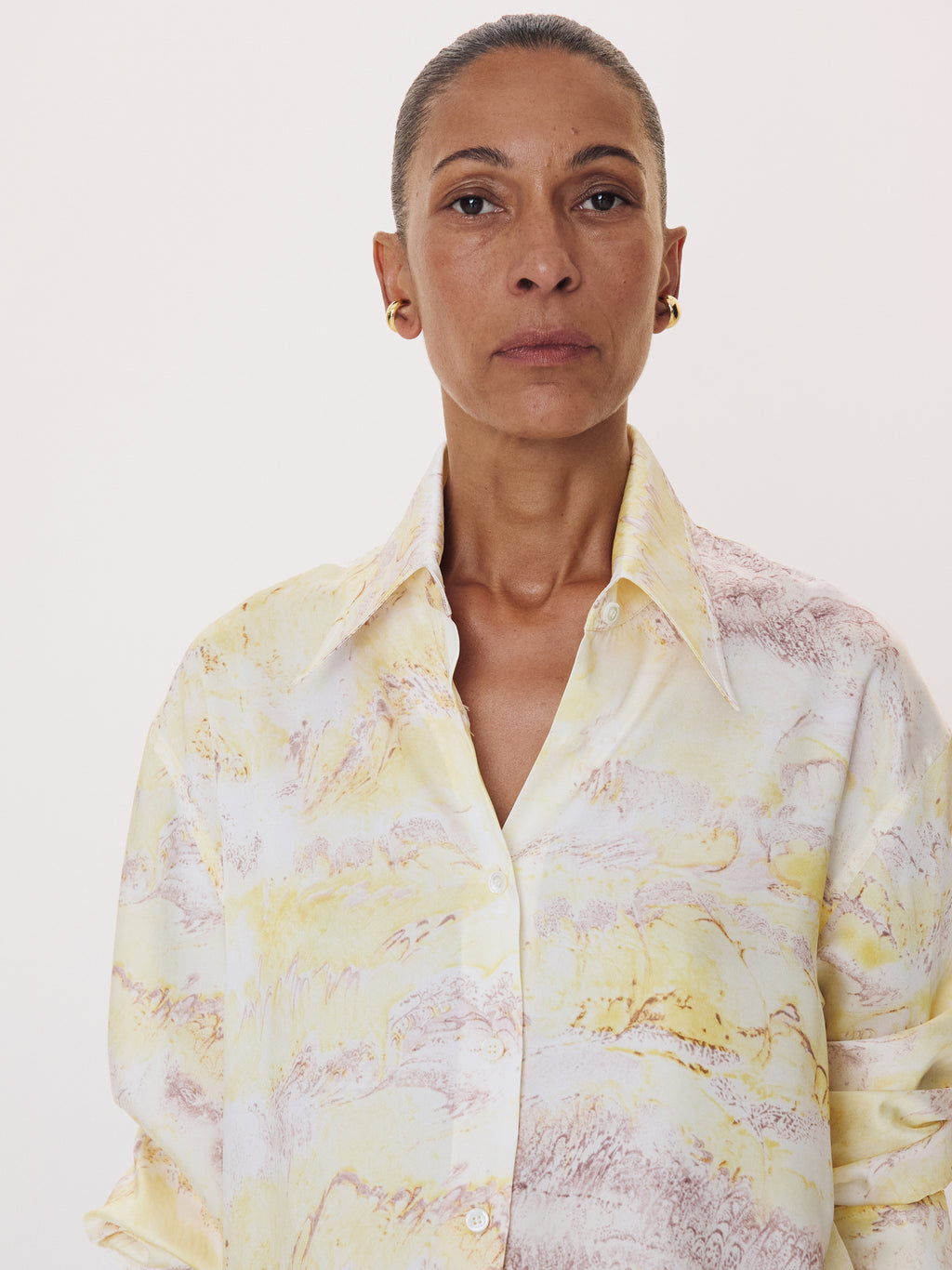 Marble Print Shirt (Lemon Yellow)