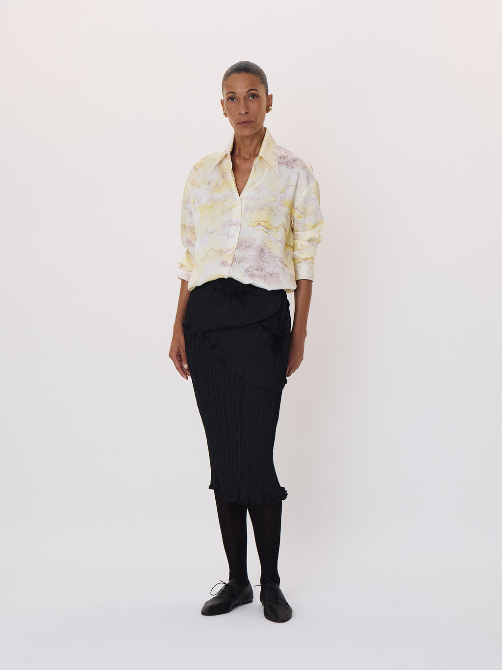 Marble Print Shirt (Lemon Yellow)