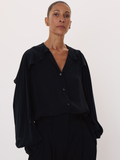 Ruffled Wing Blouse (Black)
