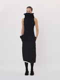 Pleated High Neck Top (Black)