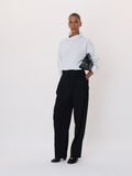 High Neck Striped Top (White)