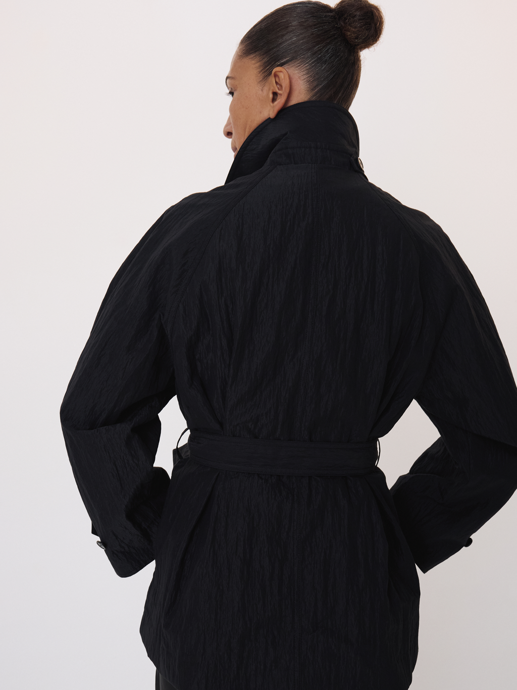 Raglan Sleeve Trench Jacket (Black)