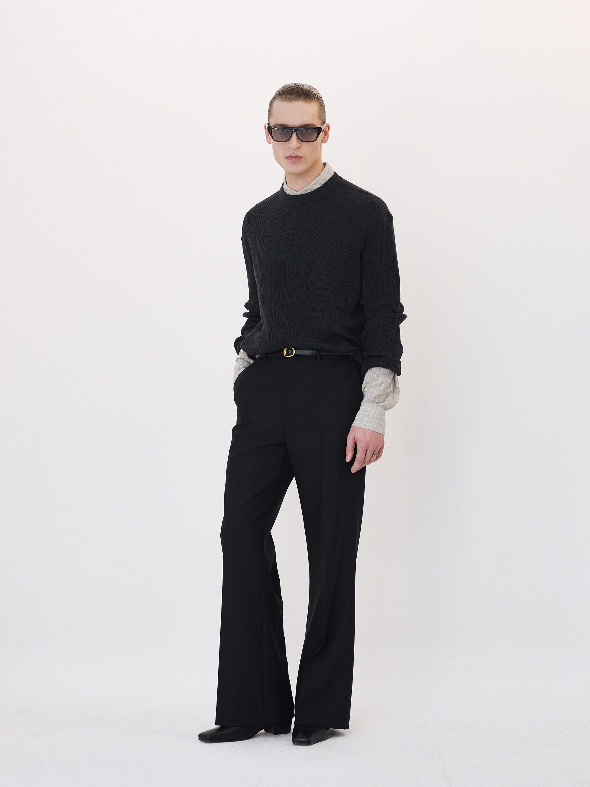 Ribbed Knit Top (Charcoal Grey)