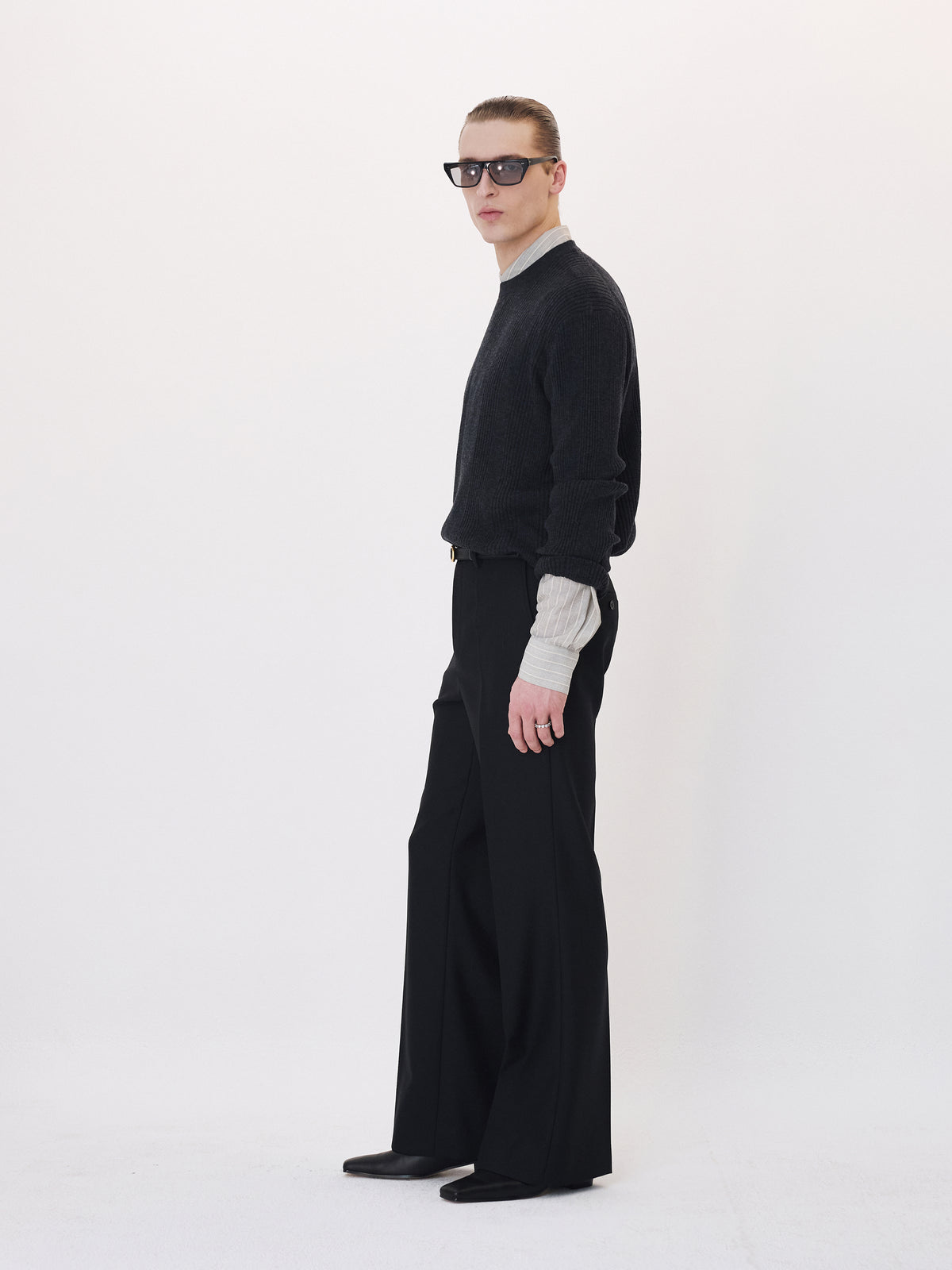Ribbed Knit Top (Charcoal Grey)