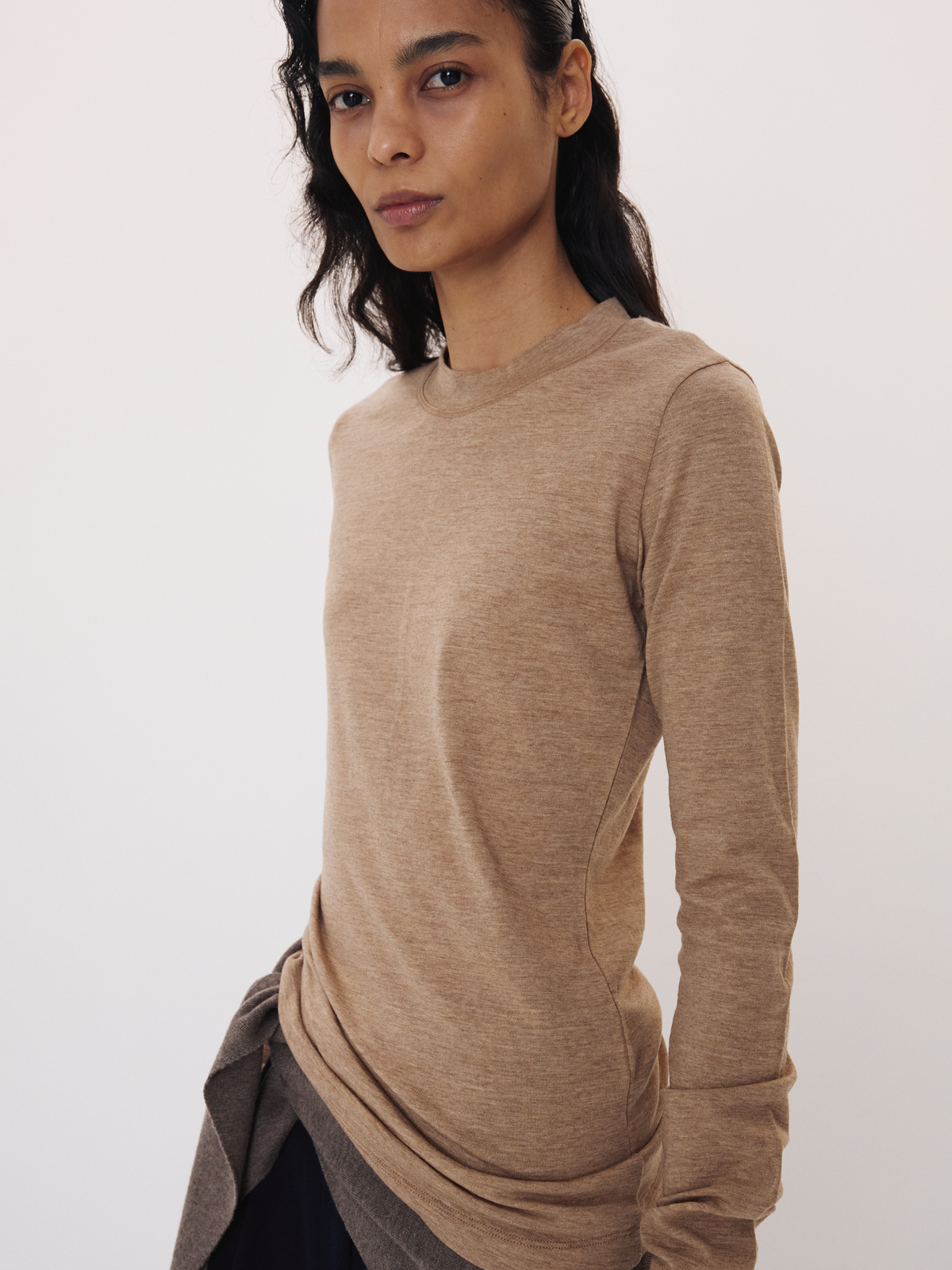Slim Fit Jersey Top (Sepia Beige)