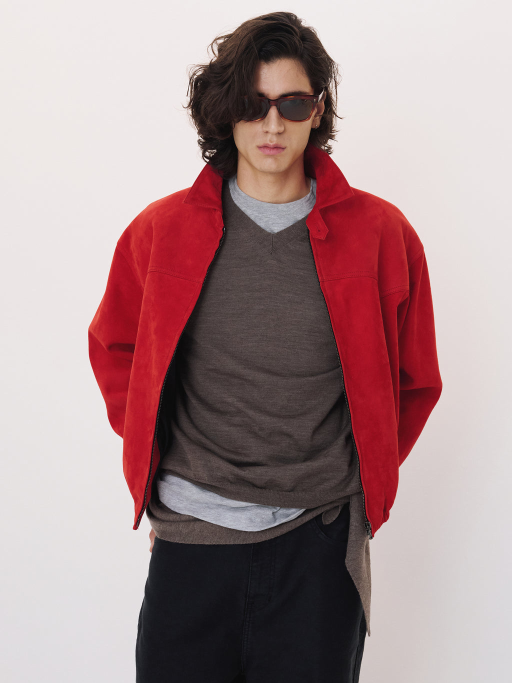Suede Harrington Jacket (Scarlet Red)