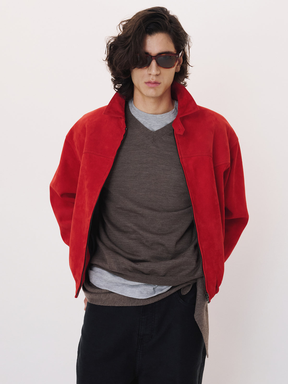 Suede Harrington Jacket (Scarlet Red)