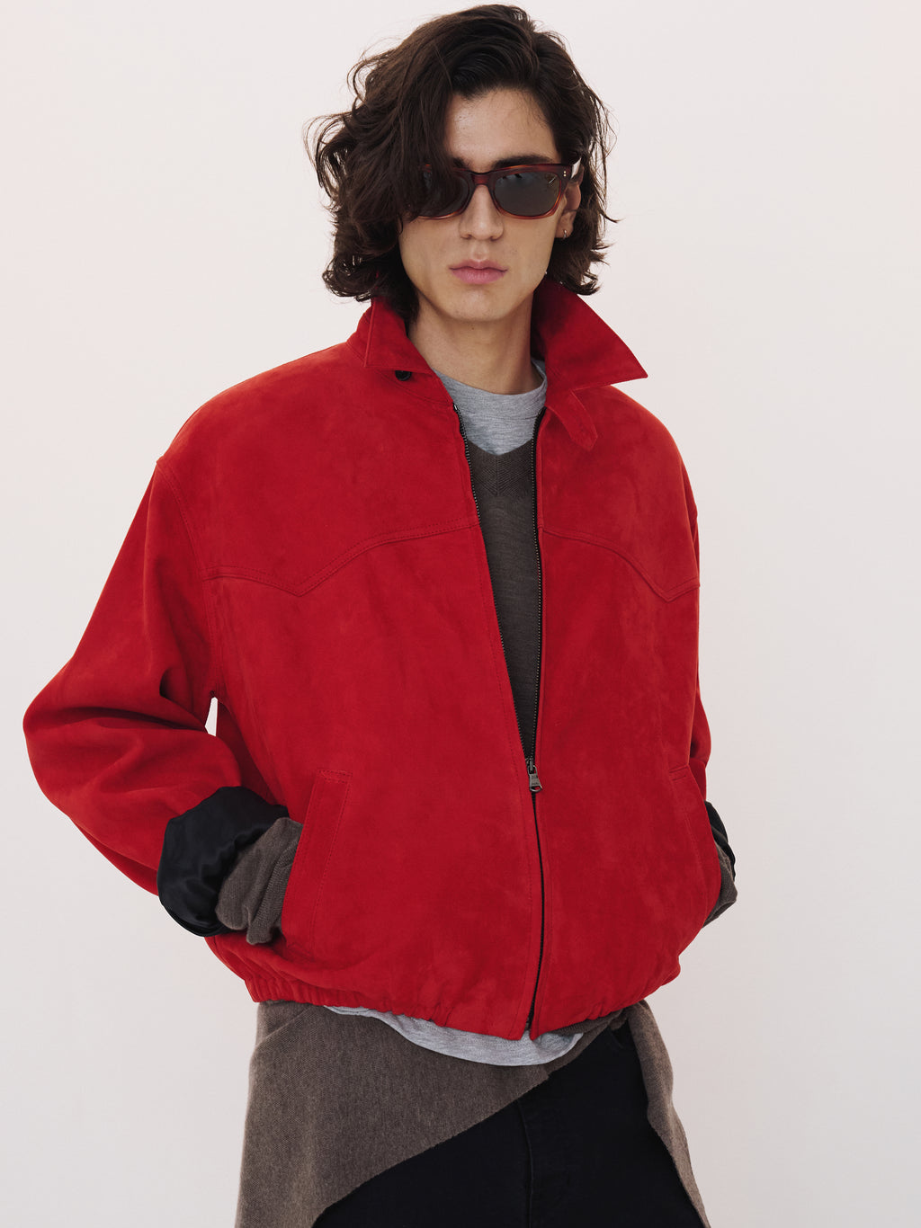 Suede Harrington Jacket (Scarlet Red)