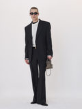 Tailored Single-Breasted Suit Jacket (Charcoal Grey)