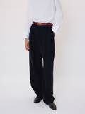 Tuck Detail Suit Pants (Dark Navy)