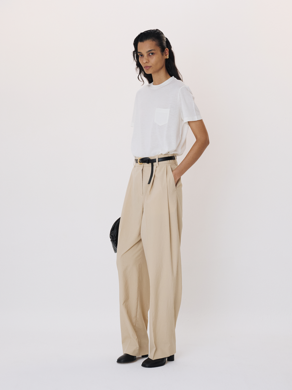 Wool Blend Pocket Top (Off White)