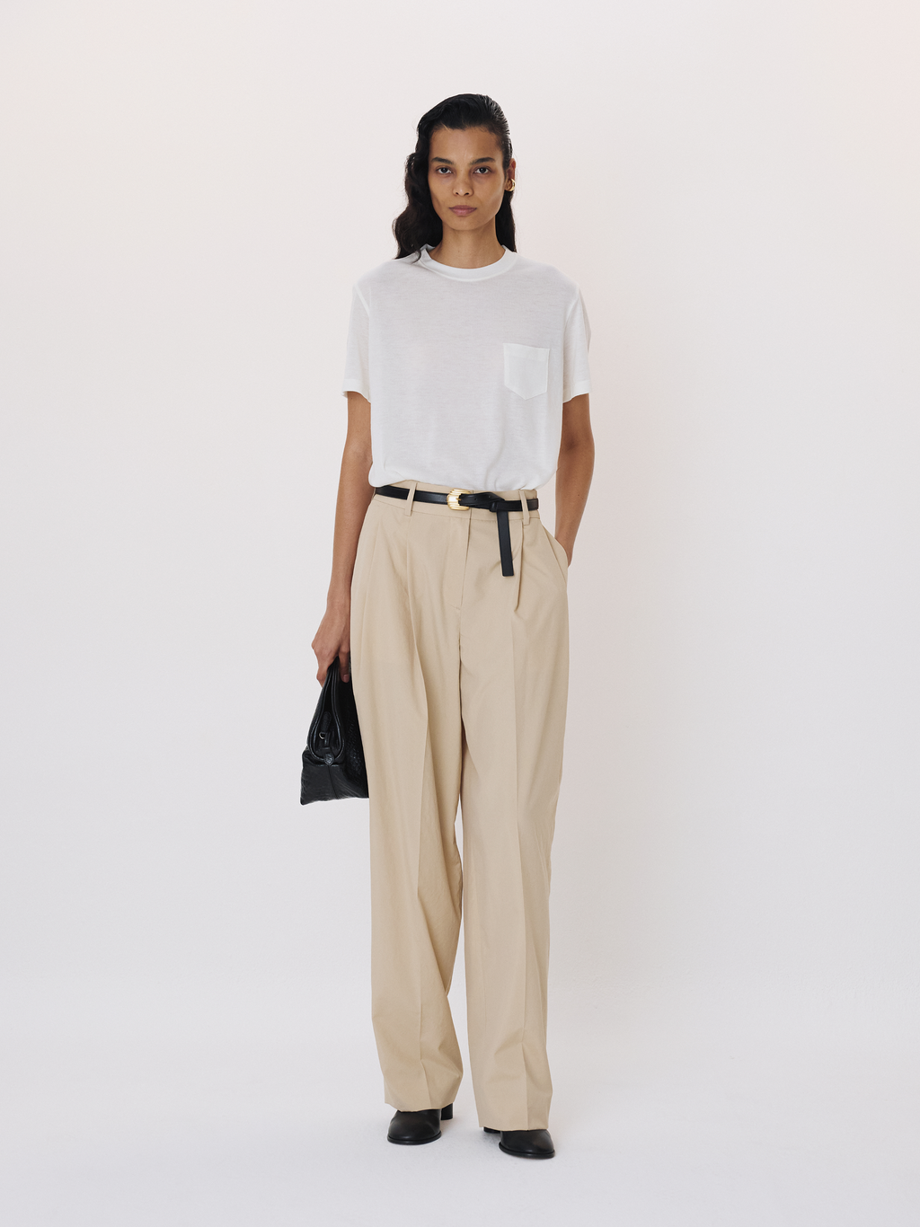 Wool Blend Pocket Top (Off White)