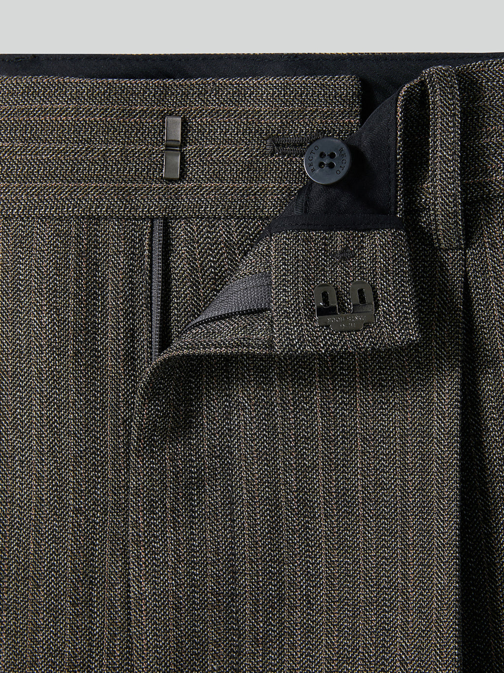 Broken Harringbone Suit Pants (Dark Khaki)