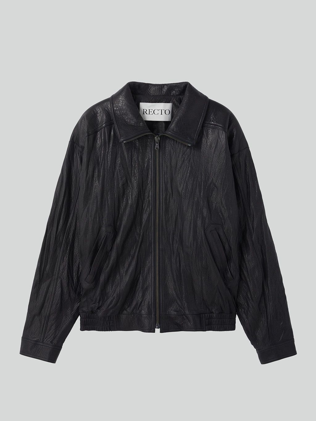 High-Neck Leather Jumper (Black)
